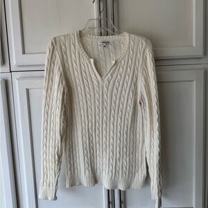 Croft & Barrow Women's V-Neck Cable Knit Sweater - Cream